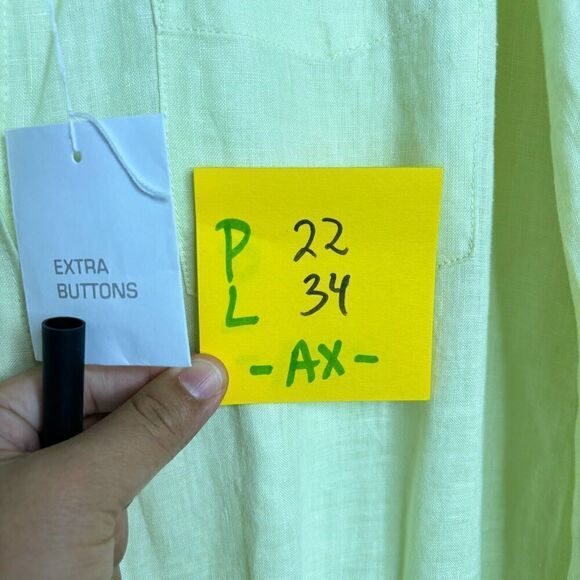 NWT Victoria Secret Romper 100% Linen Lemon Yellow Roll 3/4 Sleeves Size 12 - Picture 7 of 7